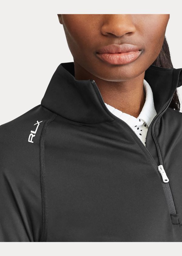 Kurtki Ralph Lauren Performance Golf Quarter-Zip Damskie Czarne | HRIC4443