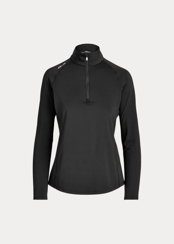 Kurtki Ralph Lauren Performance Golf Quarter-Zip Damskie Czarne | HRIC4443