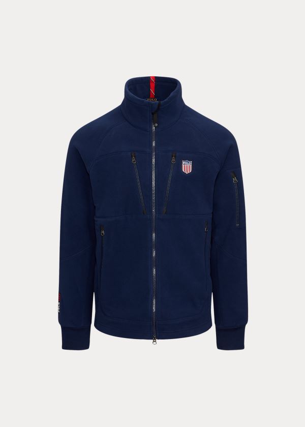 Kurtki Ralph Lauren Polo Shield Fleece Jacket Męskie Granatowe | IJXE9114