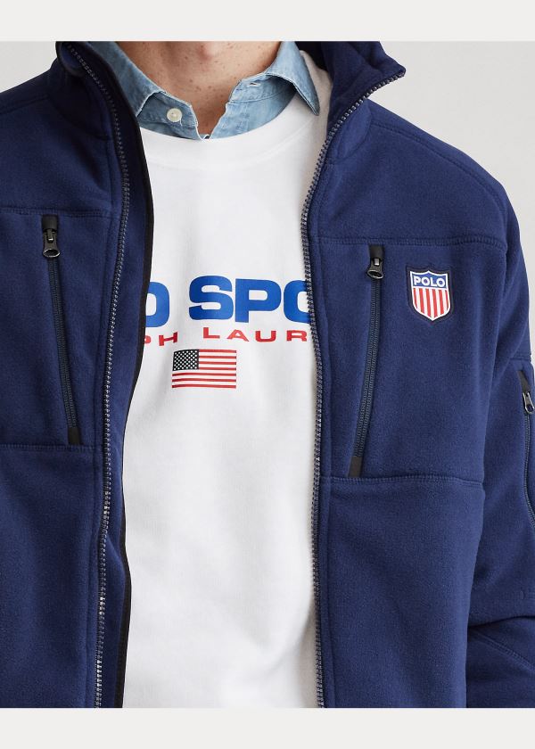 Kurtki Ralph Lauren Polo Shield Fleece Jacket Męskie Granatowe | IJXE9114