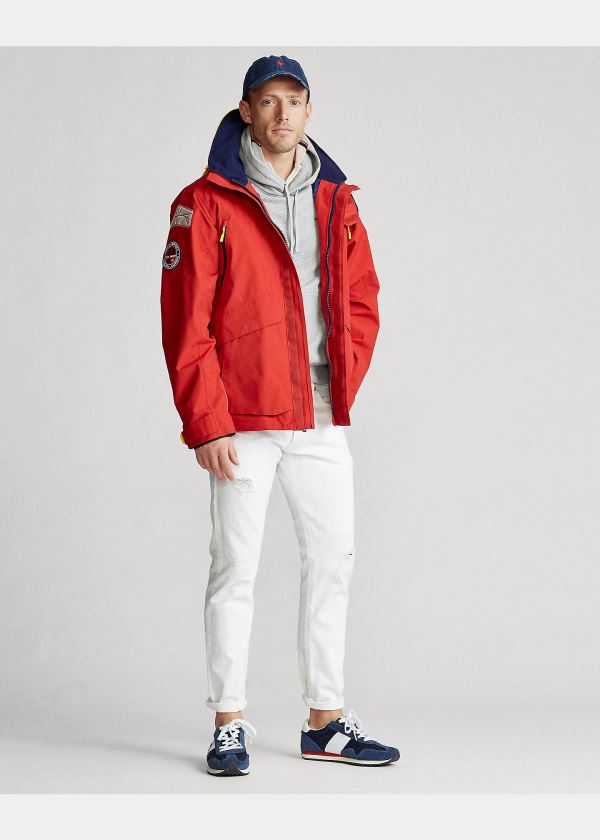 Kurtki Ralph Lauren Polo Sport Hooded Jacket Męskie Czerwone | YTCM7569