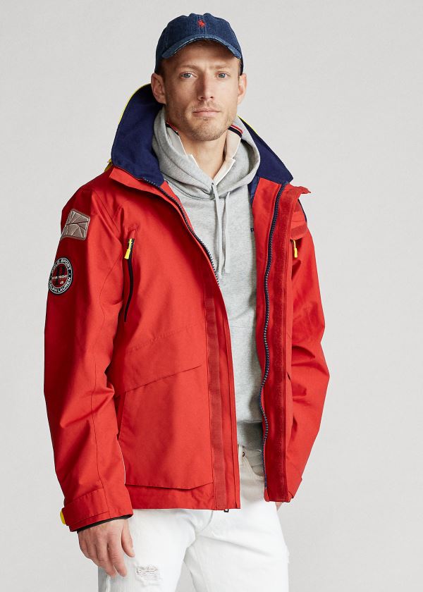 Kurtki Ralph Lauren Polo Sport Hooded Jacket Męskie Czerwone | YTCM7569