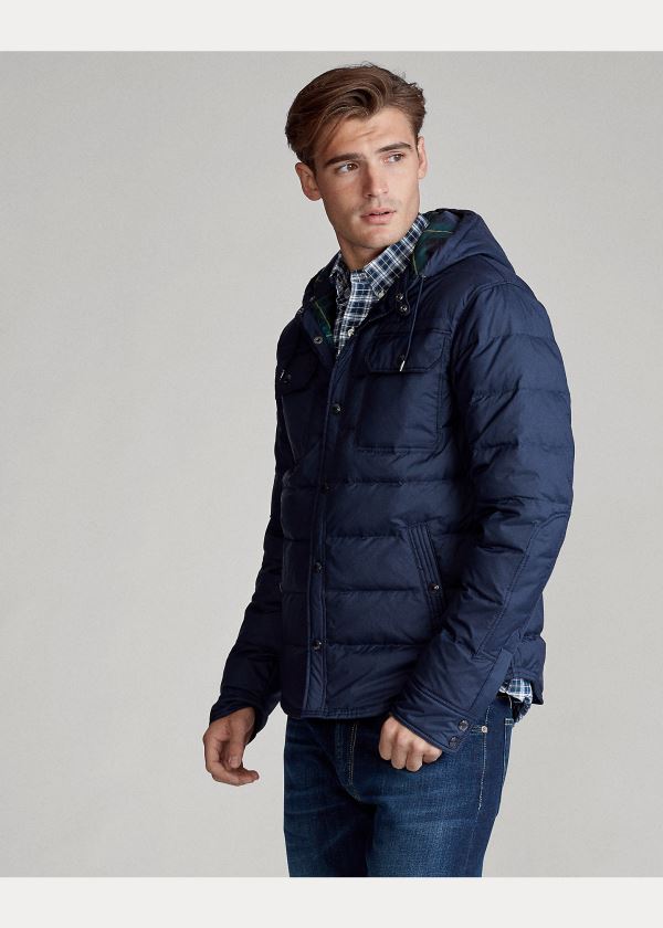 Kurtki Ralph Lauren Quilted Down Jacket Męskie Granatowe | AOBT0532