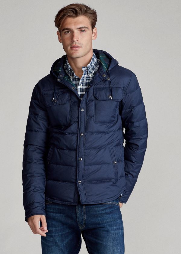 Kurtki Ralph Lauren Quilted Down Jacket Męskie Granatowe | AOBT0532