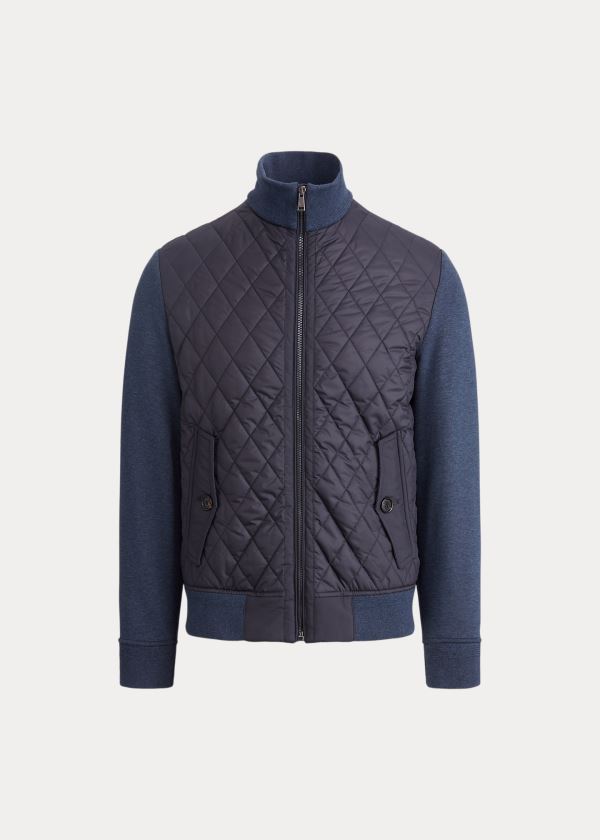 Kurtki Ralph Lauren Quilted Hybrid Jacket Męskie Granatowe Niebieskie | WTGX7404