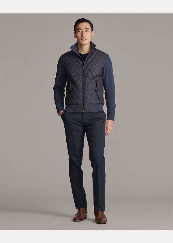 Kurtki Ralph Lauren Quilted Hybrid Jacket Męskie Granatowe Niebieskie | WTGX7404