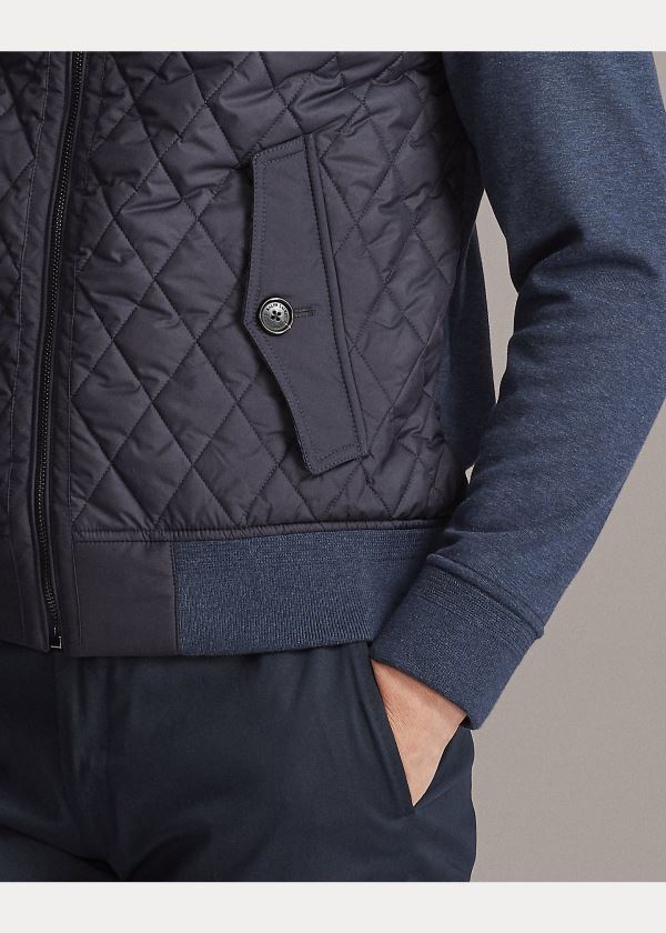 Kurtki Ralph Lauren Quilted Hybrid Jacket Męskie Granatowe Niebieskie | WTGX7404