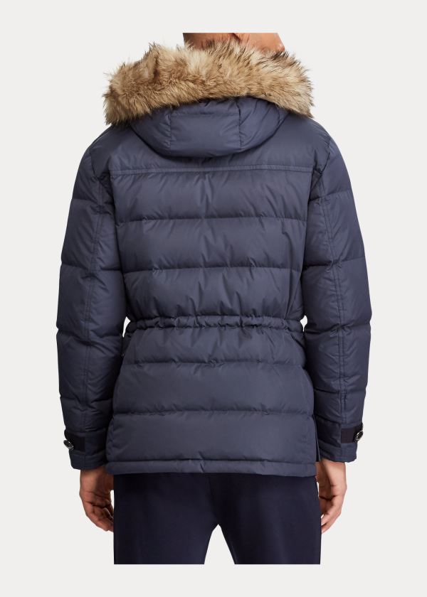 Kurtki Ralph Lauren RLX Faux-Fur-Trim Down Parka Męskie Granatowe | UIGP7704