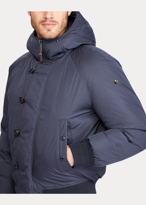 Kurtki Ralph Lauren RLX Faux Fur-Trim Down Jacket Męskie Granatowe | MSAR5227