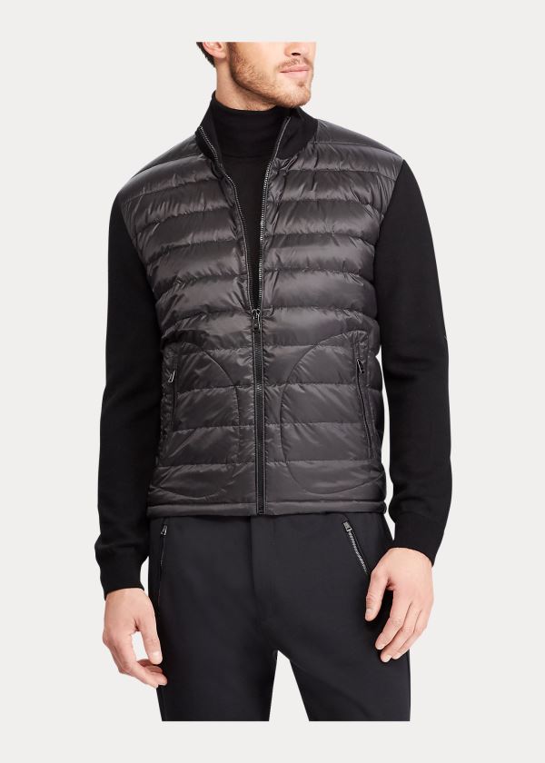 Kurtki Ralph Lauren RLX Hybrid Down Jacket Męskie Czarne | YZPH9692