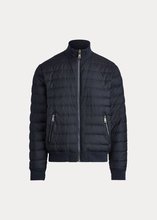 Kurtki Ralph Lauren Reversible Down Jacket Męskie Granatowe | QMXE5380