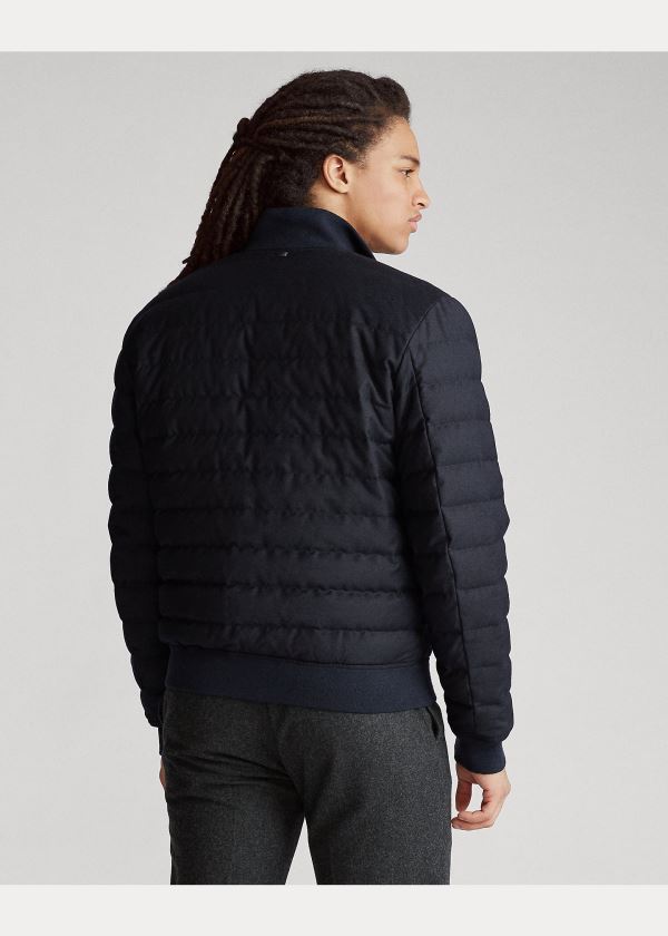 Kurtki Ralph Lauren Reversible Down Jacket Męskie Granatowe | QMXE5380