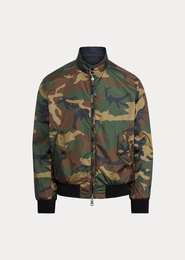 Kurtki Ralph Lauren Reversible Windbreaker Męskie Camo Czarne | OANI9628