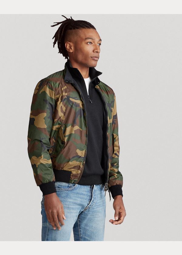 Kurtki Ralph Lauren Reversible Windbreaker Męskie Camo Czarne | OANI9628