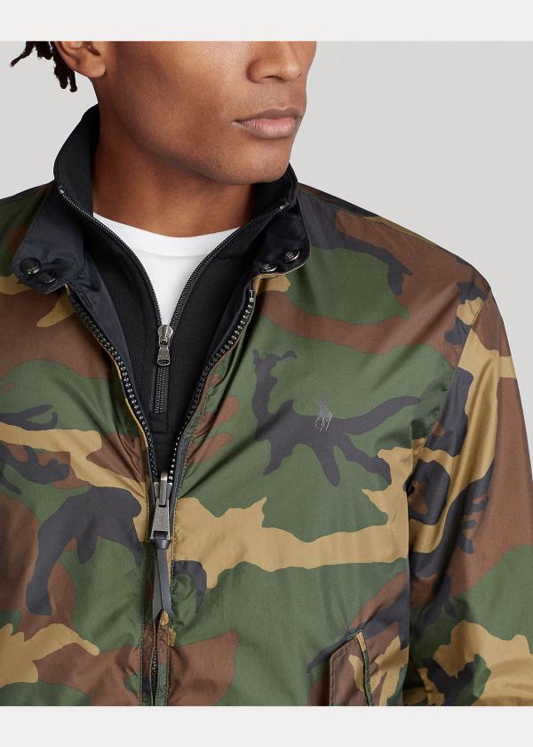 Kurtki Ralph Lauren Reversible Windbreaker Męskie Camo Czarne | OANI9628