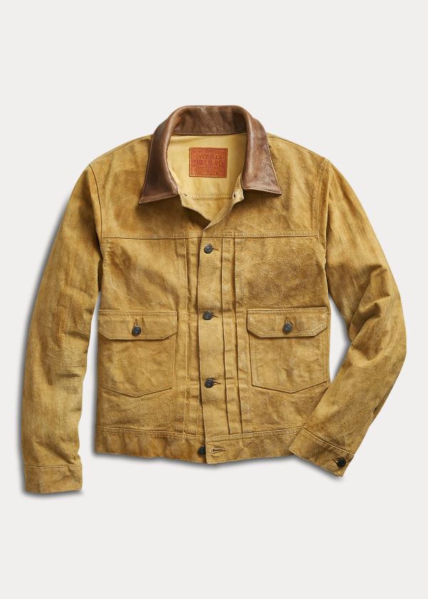 Kurtki Ralph Lauren Roughout Suede Jacket Męskie Brązowe | RVCZ2915