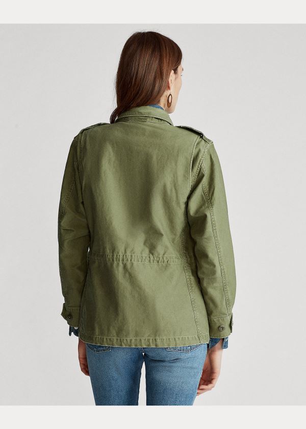 Kurtki Ralph Lauren Signature Military Jacket Damskie Oliwkowe | HMBH1686