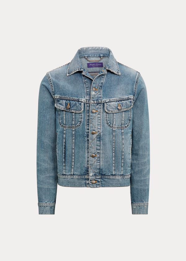 Kurtki Ralph Lauren Slim Fit Denim Trucker Jacket Męskie Indygo | VSSE5835