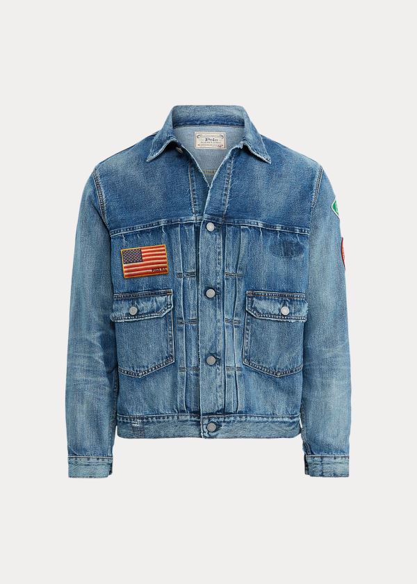 Kurtki Ralph Lauren Sportsman Trucker Jacket Męskie Niebieskie Niebieskie | CRBR1279