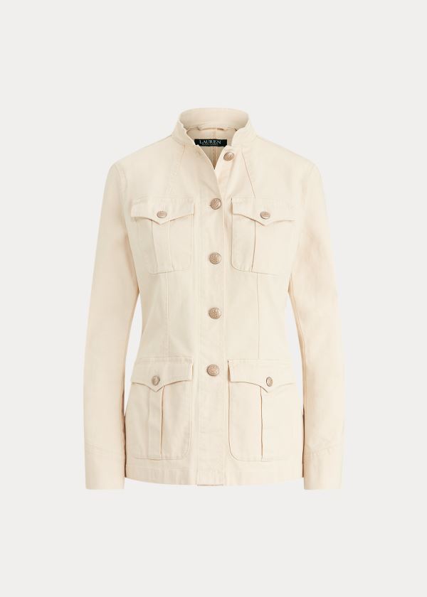 Kurtki Ralph Lauren Stretch-Cotton Canvas Jacket Damskie Beżowe | MMTR0929