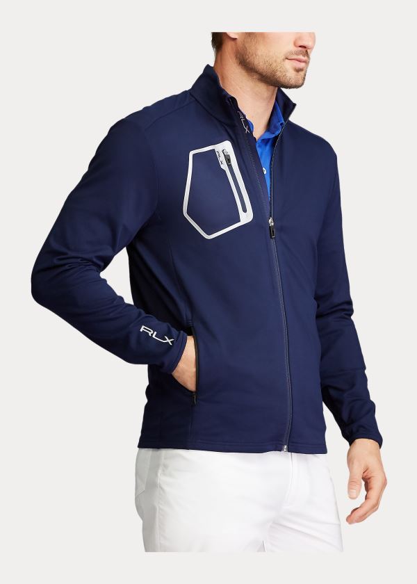 Kurtki Ralph Lauren Stretch Jersey Jacket Męskie Granatowe | WYCV9362