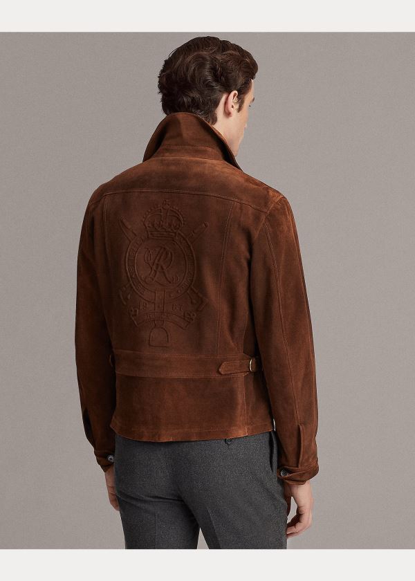 Kurtki Ralph Lauren Suede Newsboy Jacket Męskie Brązowe | PJPJ5416