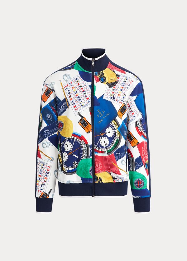 Kurtki Ralph Lauren The Nautical Racing Jacket Męskie Białe Kolorowe | HLOZ7069