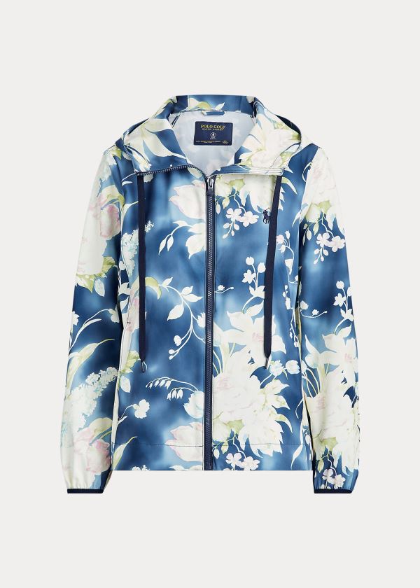 Kurtki Ralph Lauren Water-Repellent Golf Jacket Damskie Niebieskie Kremowe | LRYA8843