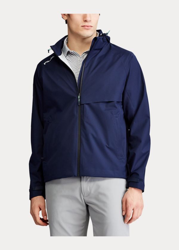 Kurtki Ralph Lauren Water-Repellent Hooded Jacket Męskie Granatowe | MTQJ9035