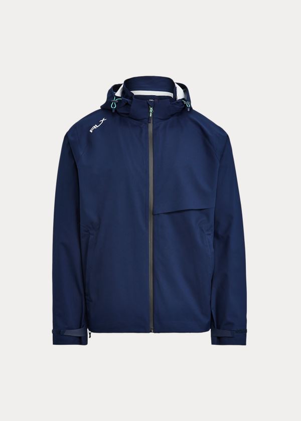 Kurtki Ralph Lauren Water-Repellent Hooded Jacket Męskie Granatowe | MTQJ9035