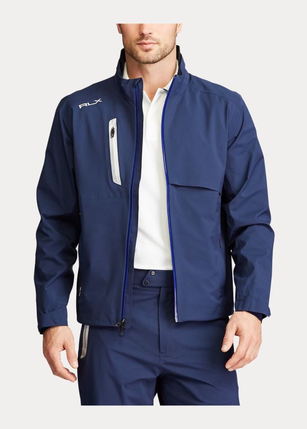 Kurtki Ralph Lauren Waterproof Twill Jacket Męskie Granatowe | QQWR7524