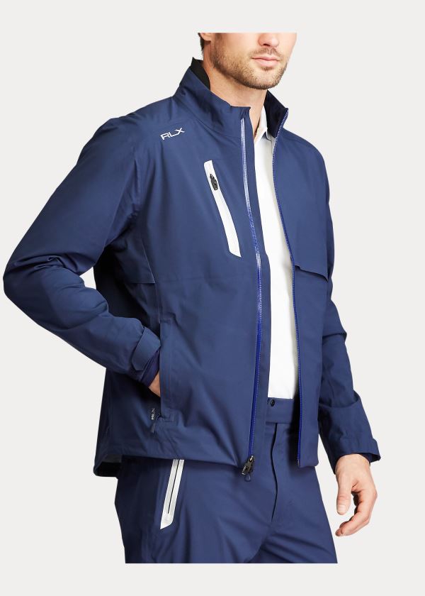 Kurtki Ralph Lauren Waterproof Twill Jacket Męskie Granatowe | QQWR7524