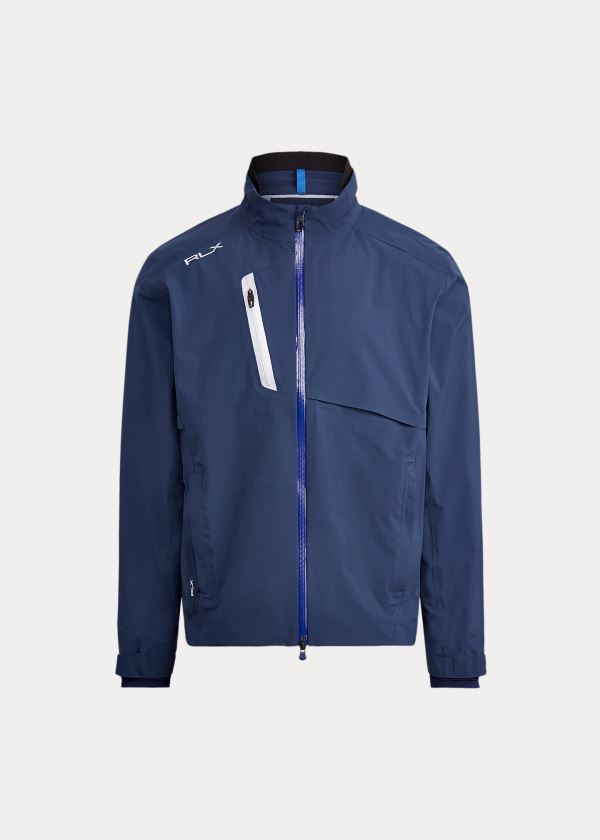 Kurtki Ralph Lauren Waterproof Twill Jacket Męskie Granatowe | QQWR7524