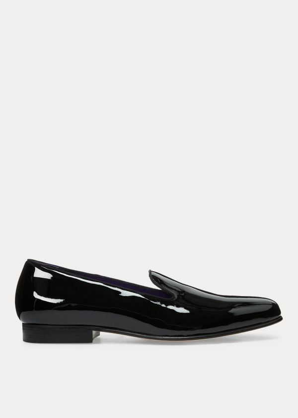 Loafersy Ralph Lauren Alonzo Patent Leather Slipper Męskie Czarne | CPYW5666