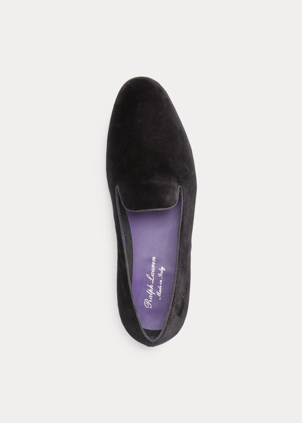 Loafersy Ralph Lauren Alonzo Velvet Slipper Męskie Czarne | UTWQ4248