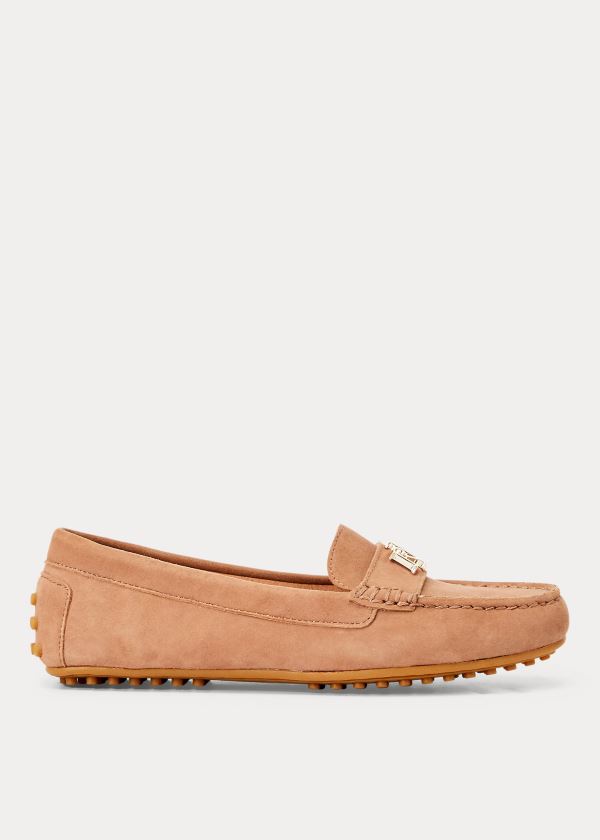 Loafersy Ralph Lauren Barnsbury Suede Loafer Damskie Khaki | WVAE5752