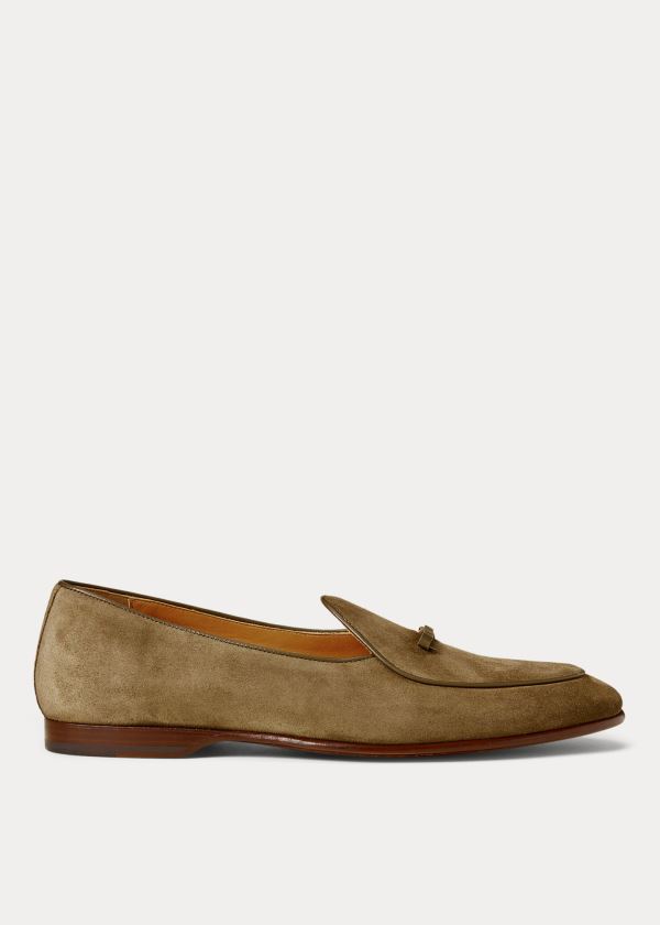 Loafersy Ralph Lauren Belvin Suede Slipper Męskie Oliwkowe | YLBS1870