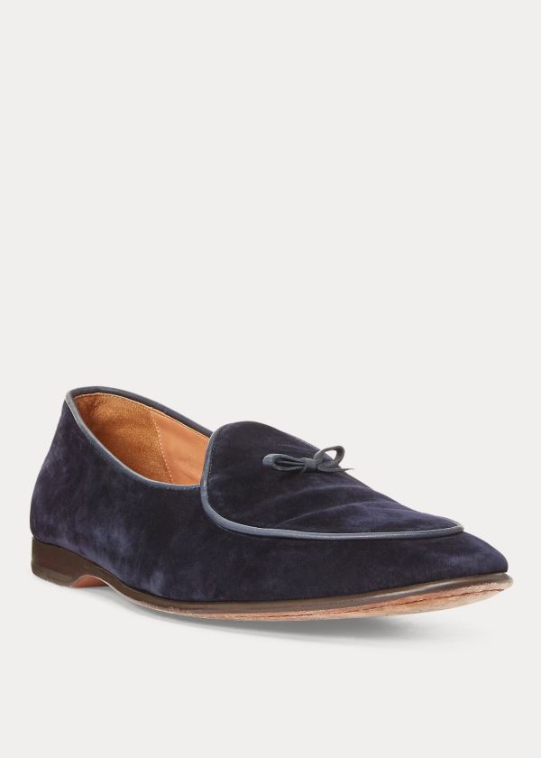 Loafersy Ralph Lauren Belvin Velvet Slipper Męskie Granatowe | NURH6898