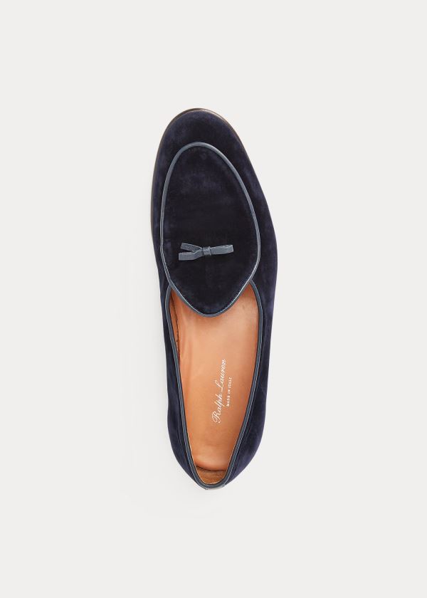 Loafersy Ralph Lauren Belvin Velvet Slipper Męskie Granatowe | NURH6898