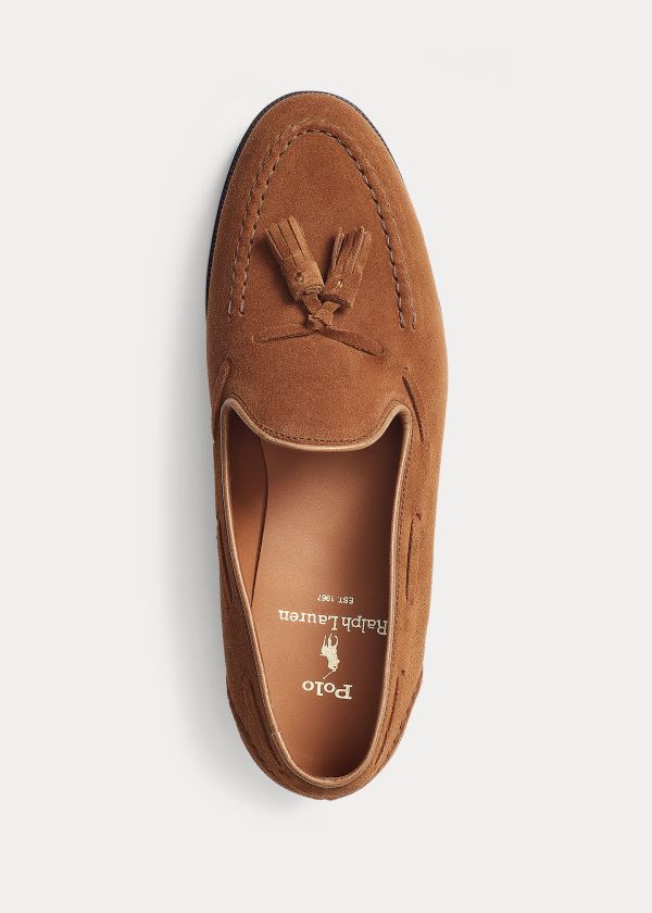 Loafersy Ralph Lauren Booth Suede Loafer Męskie Brązowe | VSEX2082