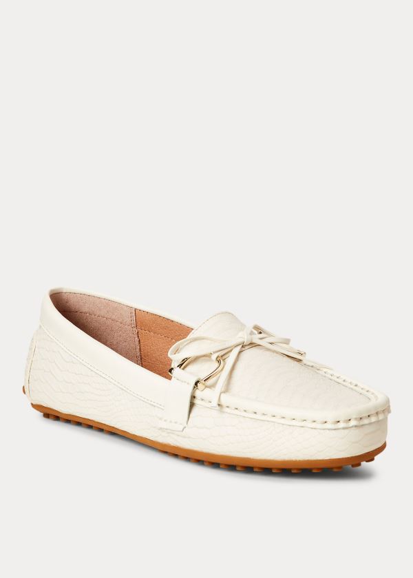 Loafersy Ralph Lauren Briley II Leather Loafer Damskie Kremowe | IDEF1254