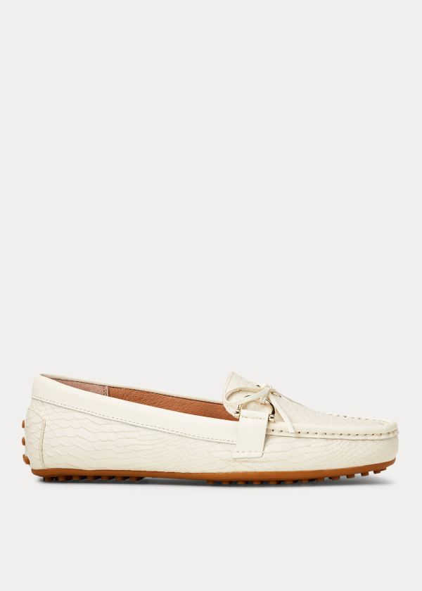 Loafersy Ralph Lauren Briley II Leather Loafer Damskie Kremowe | IDEF1254