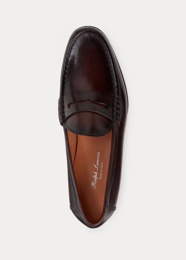 Loafersy Ralph Lauren Chalmers Calfskin Penny Loafer Męskie Ciemny Brązowe | QNUP5062