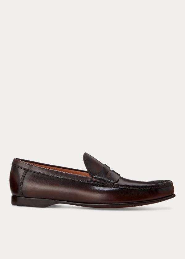 Loafersy Ralph Lauren Chalmers Calfskin Penny Loafer Męskie Ciemny Brązowe | QNUP5062