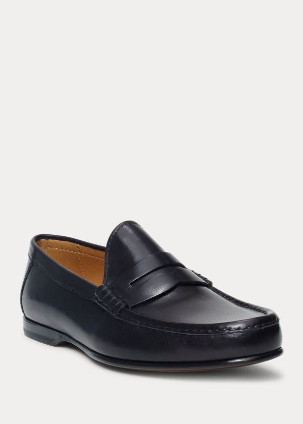 Loafersy Ralph Lauren Chalmers Calfskin Penny Loafer Męskie Czarne | JKDH6156