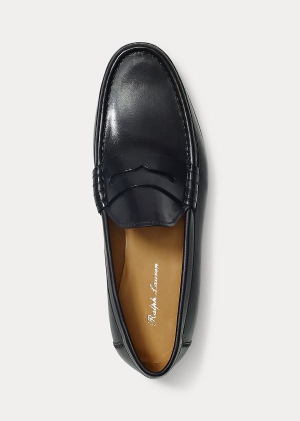 Loafersy Ralph Lauren Chalmers Calfskin Penny Loafer Męskie Czarne | JKDH6156