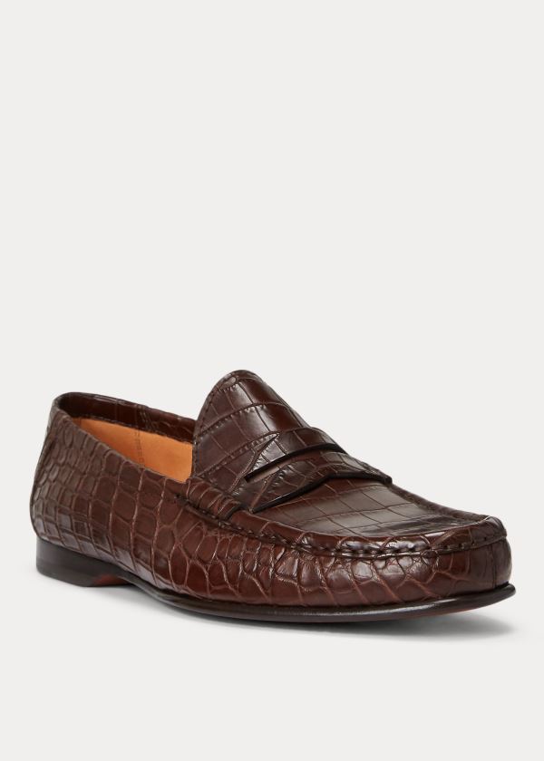 Loafersy Ralph Lauren Chalmers Crocodile Loafer Męskie Ciemny Brązowe | JMCG2341