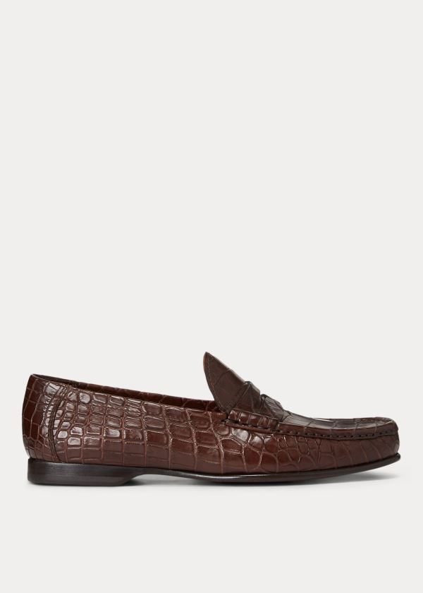 Loafersy Ralph Lauren Chalmers Crocodile Loafer Męskie Ciemny Brązowe | JMCG2341