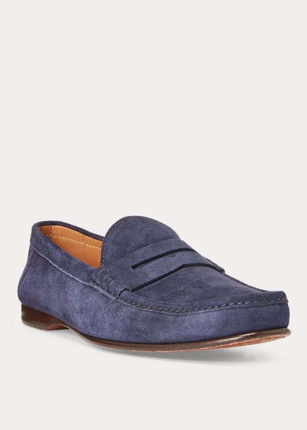 Loafersy Ralph Lauren Chalmers Suede Penny Loafer Męskie Granatowe | LESE9491