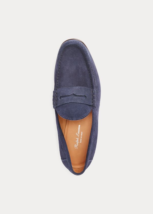 Loafersy Ralph Lauren Chalmers Suede Penny Loafer Męskie Granatowe | LESE9491